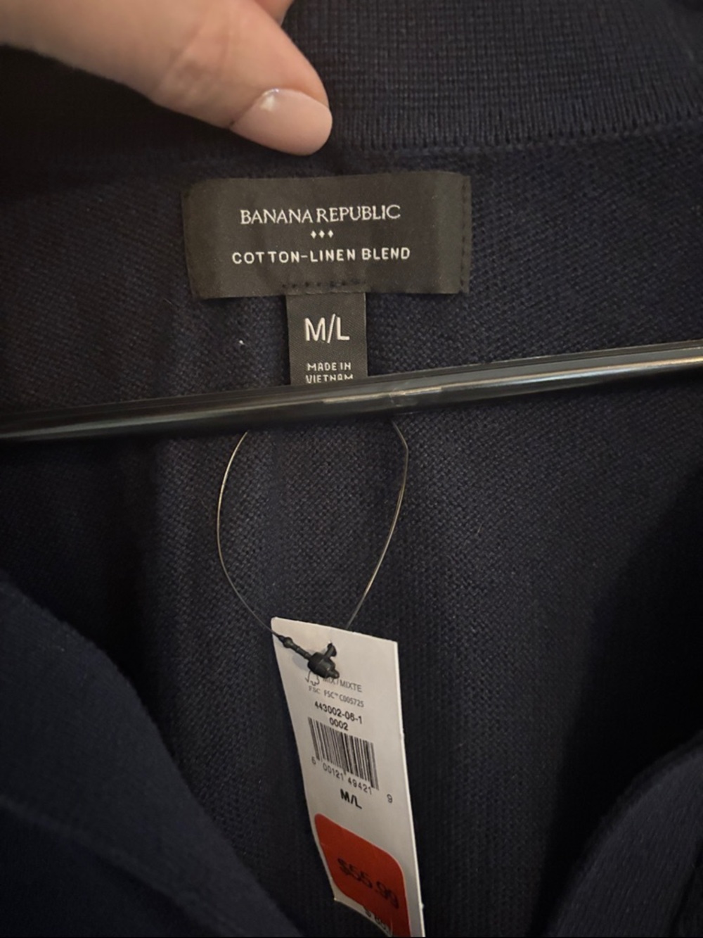 NWT Banana Republic Dark Navy Oversized Polo-Collar Linen Blend Knit Pullover - Picture 2 of 7